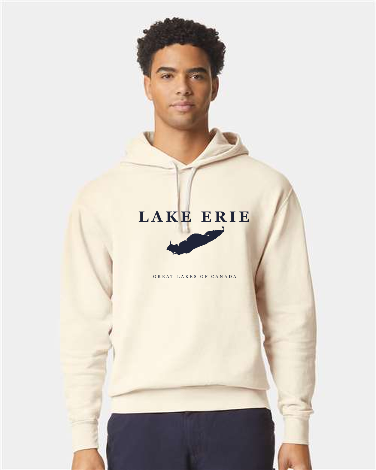 Lake Erie - Serif Classic Hoodie, Ivory