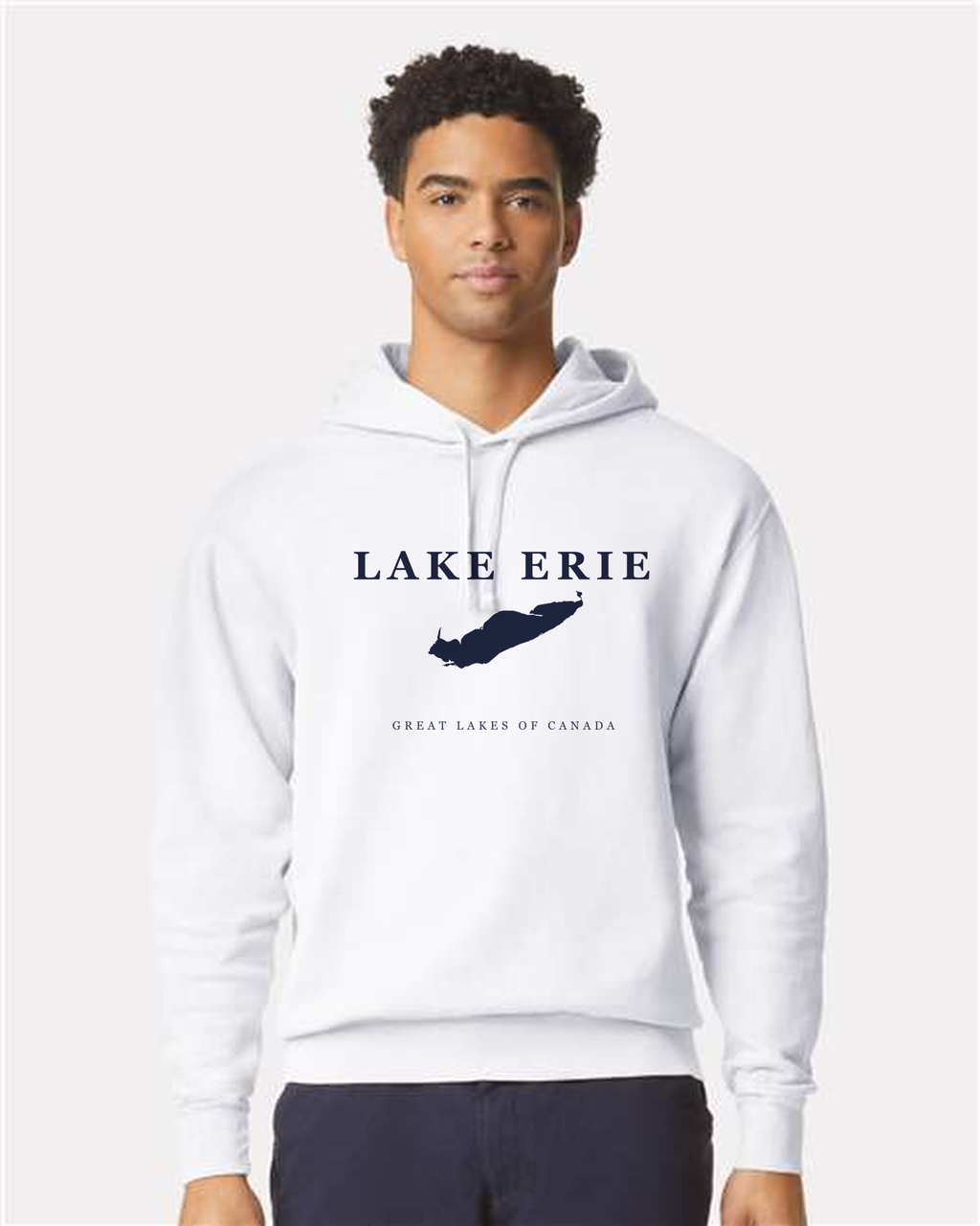 Lake Erie - Serif Classic Hoodie, White