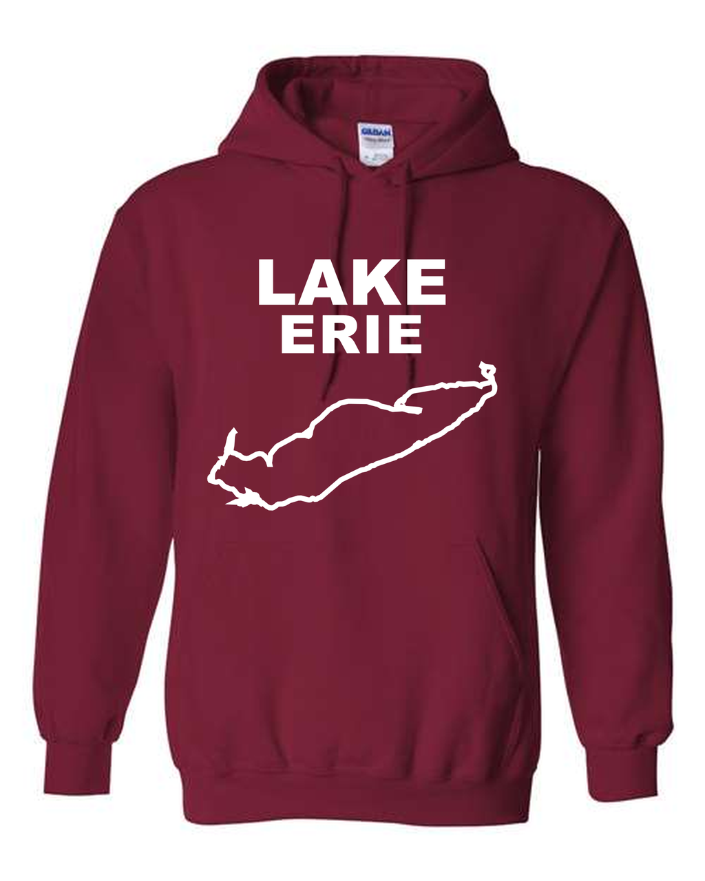 Lake Erie - Stacked Block Hoodie, Cardinal Red