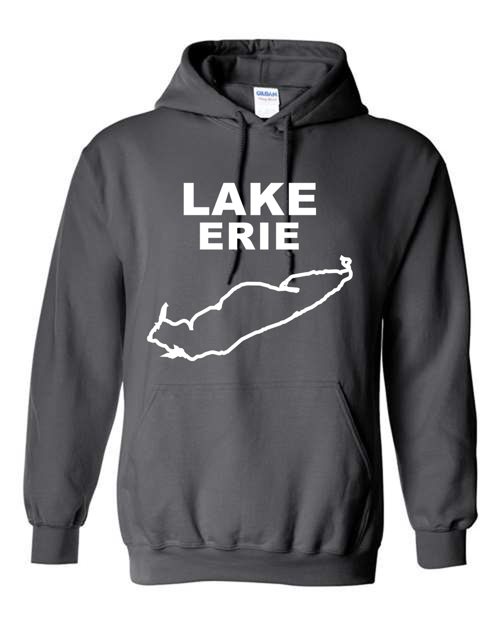 Lake Erie - Stacked Block Hoodie, Charcoal