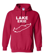 Lake Erie - Stacked Block Hoodie, Cherry Red