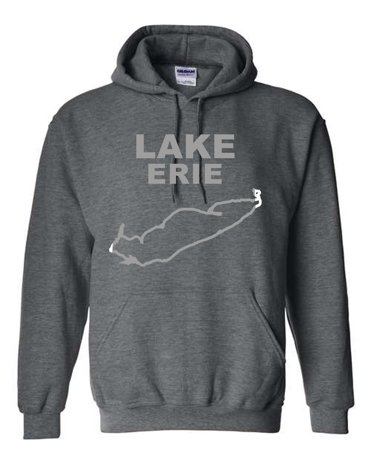 Lake Erie - Stacked Block Hoodie, Dark Heather