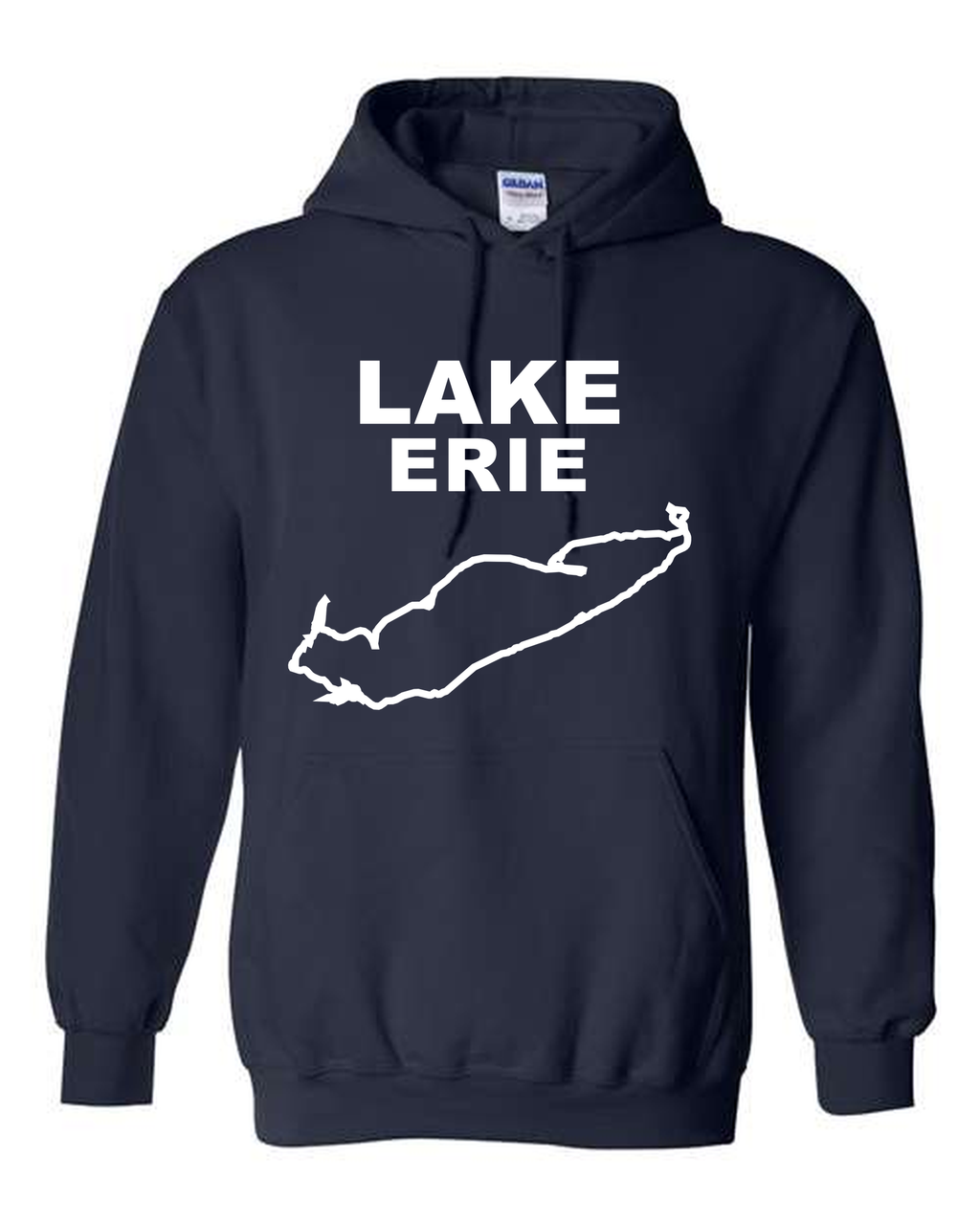 Lake Erie - Stacked Block Hoodie, Navy