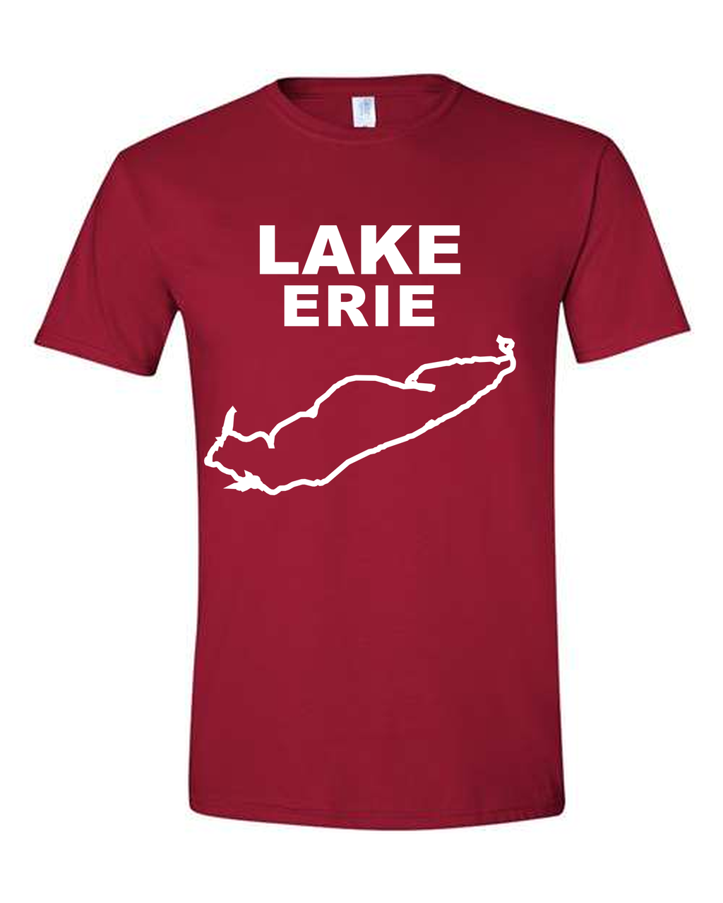 Lake Erie - Stacked Block T-Shirt, Cardinal Red