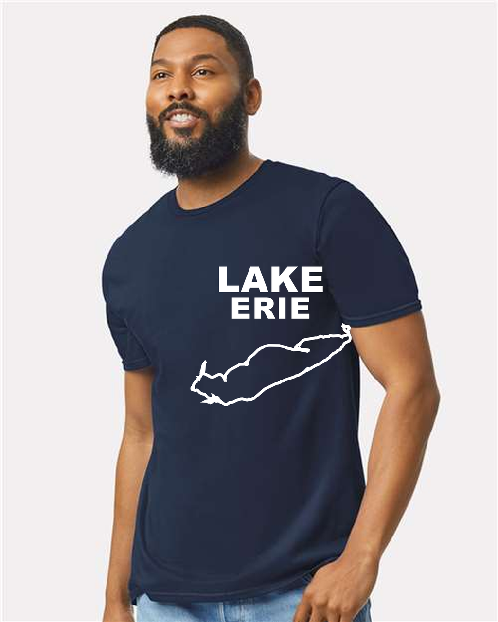 Lake Erie - Stacked Block T-Shirt, Navy