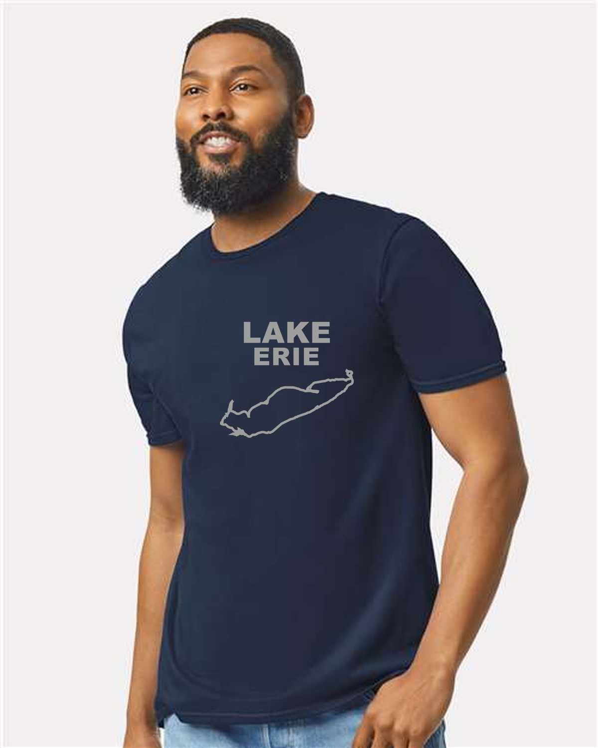 Lake Erie - Stacked Block T-Shirt, Navy