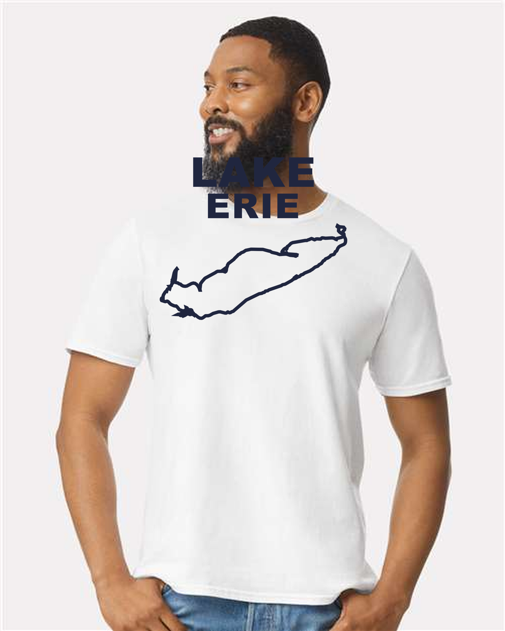 Lake Erie - Stacked Block T-Shirt, White