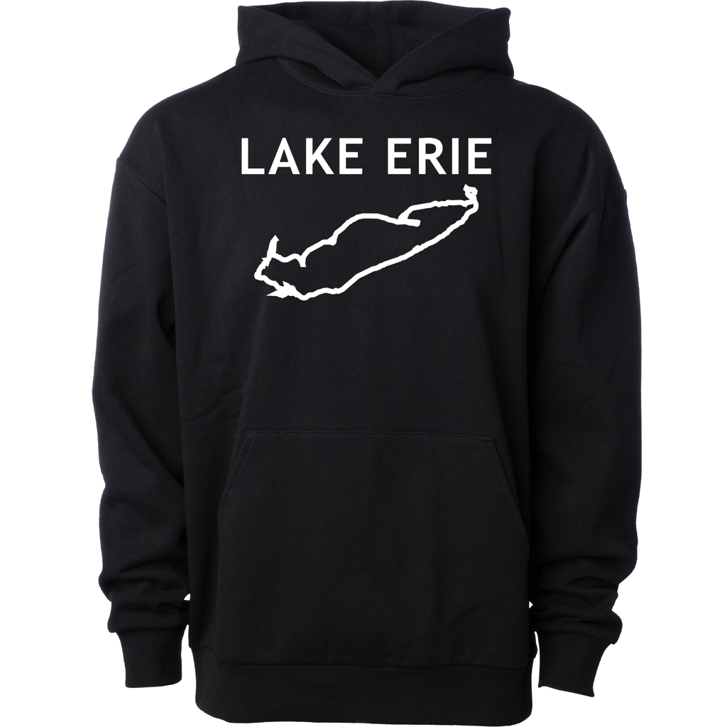 Lake Erie - Trebuchet Outline Hoodie, Black