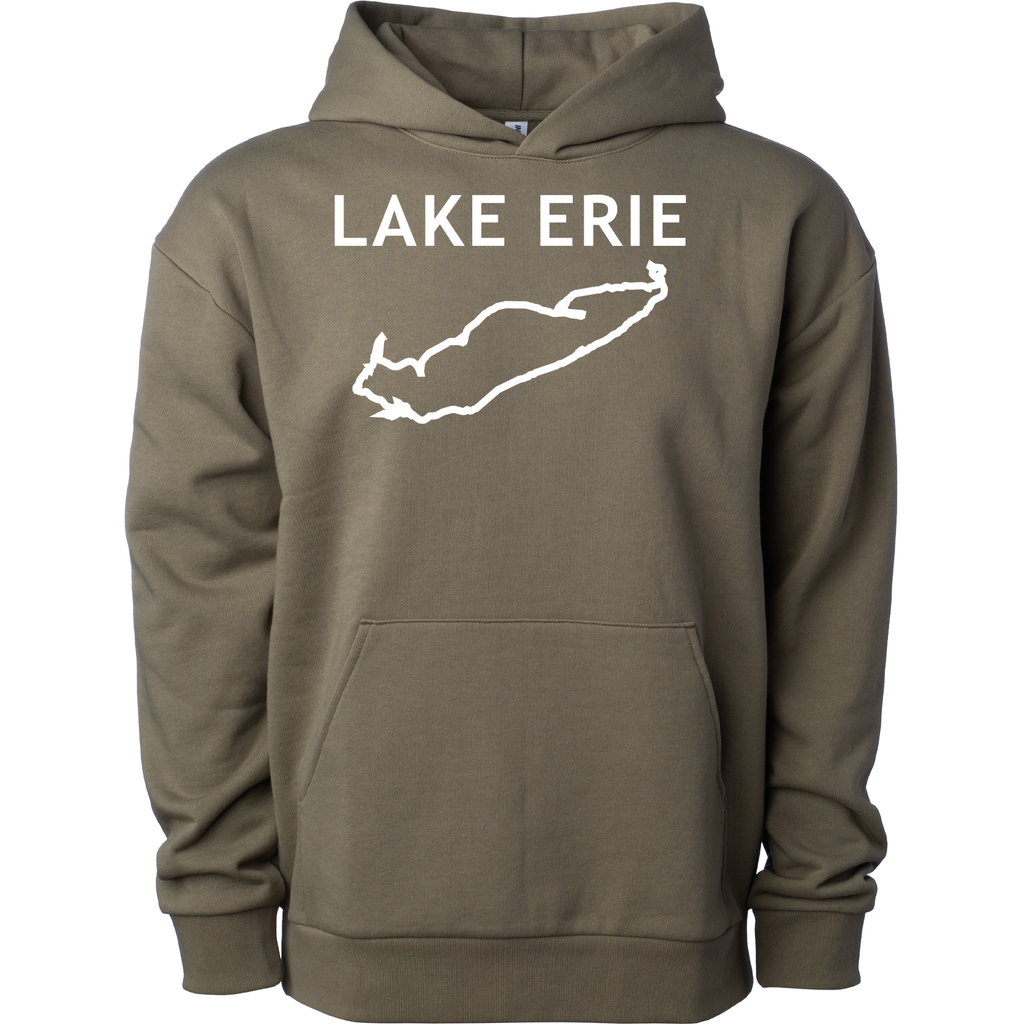 Lake Erie - Trebuchet Outline Hoodie, Olive