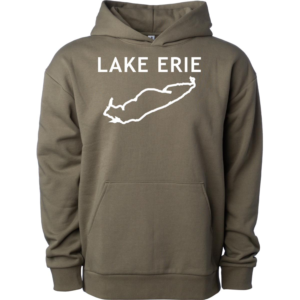 Lake Erie - Trebuchet Outline Hoodie, Olive