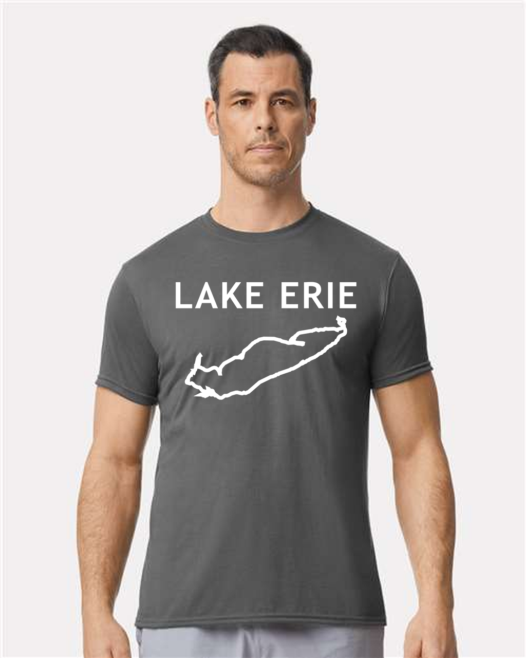 Lake Erie - Trebuchet Outline T-Shirt, Charcoal