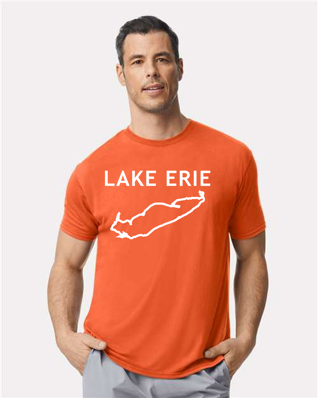 Lake Erie - Trebuchet Outline T-Shirt, Orange