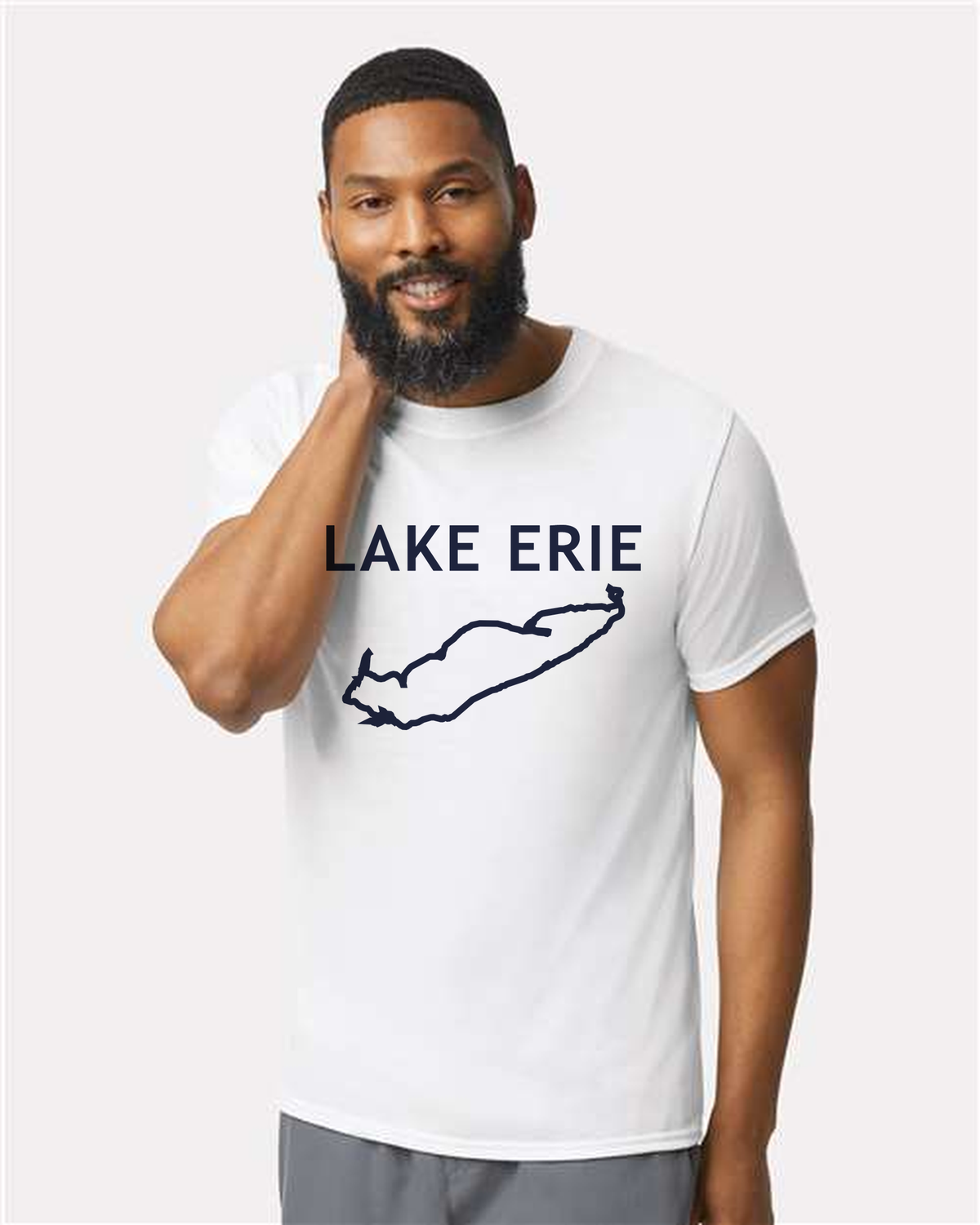 Lake Erie - Trebuchet Outline T-Shirt, White