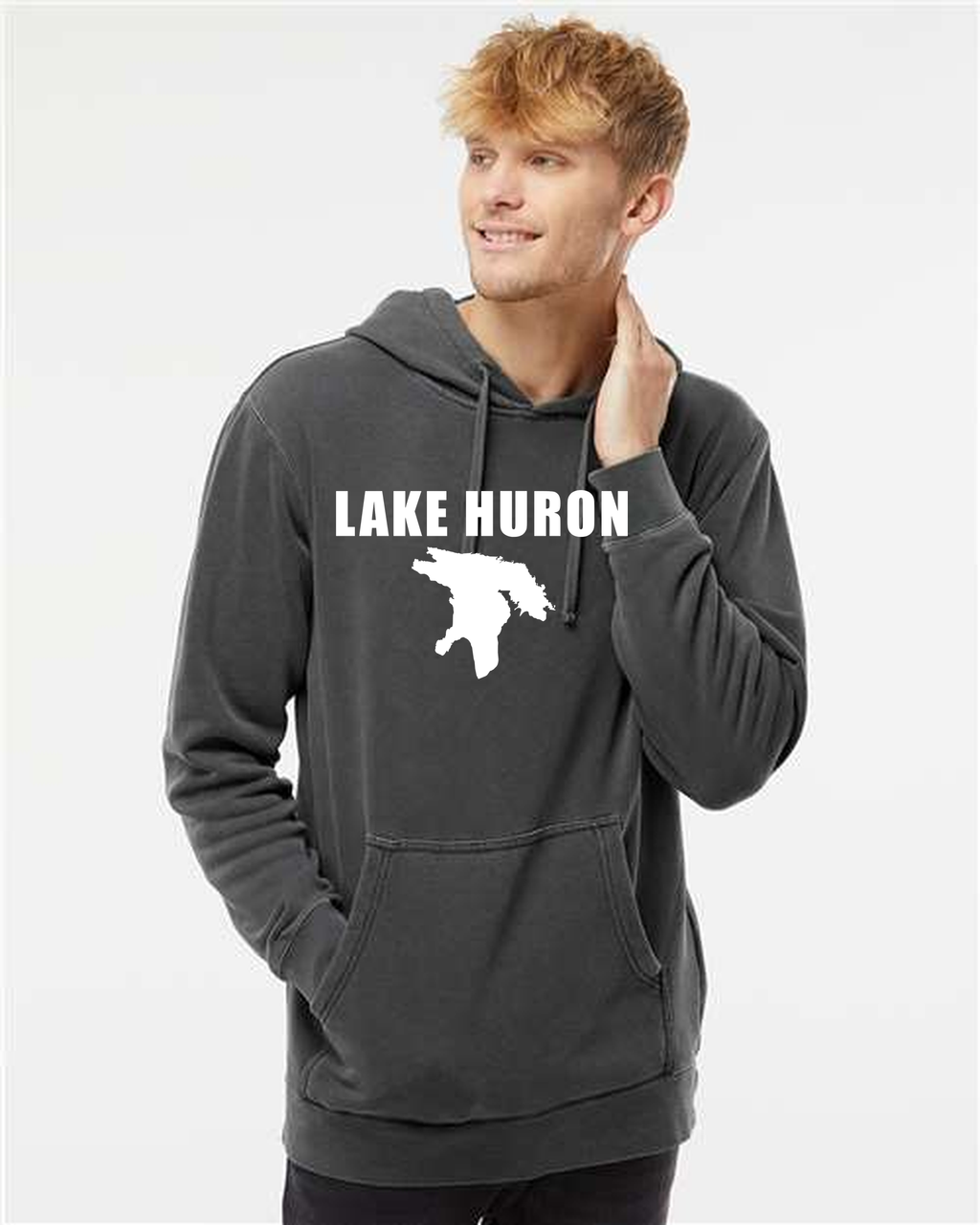 Lake Huron - Condensed Tall Hoodie, Pigment Black