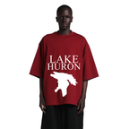 Lake Huron - Condensed Tall T-Shirt, Burgundy