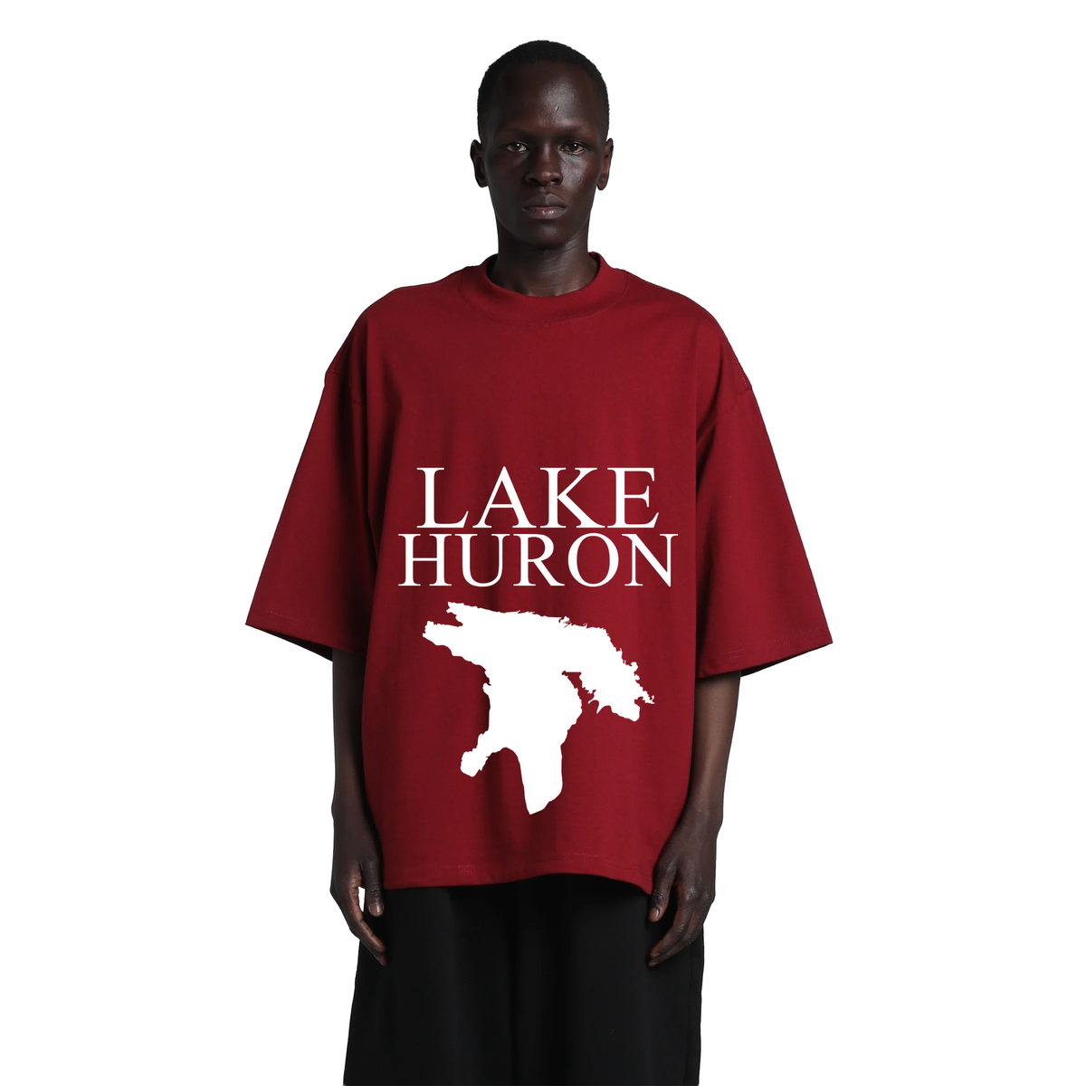 Lake Huron - Condensed Tall T-Shirt, Burgundy