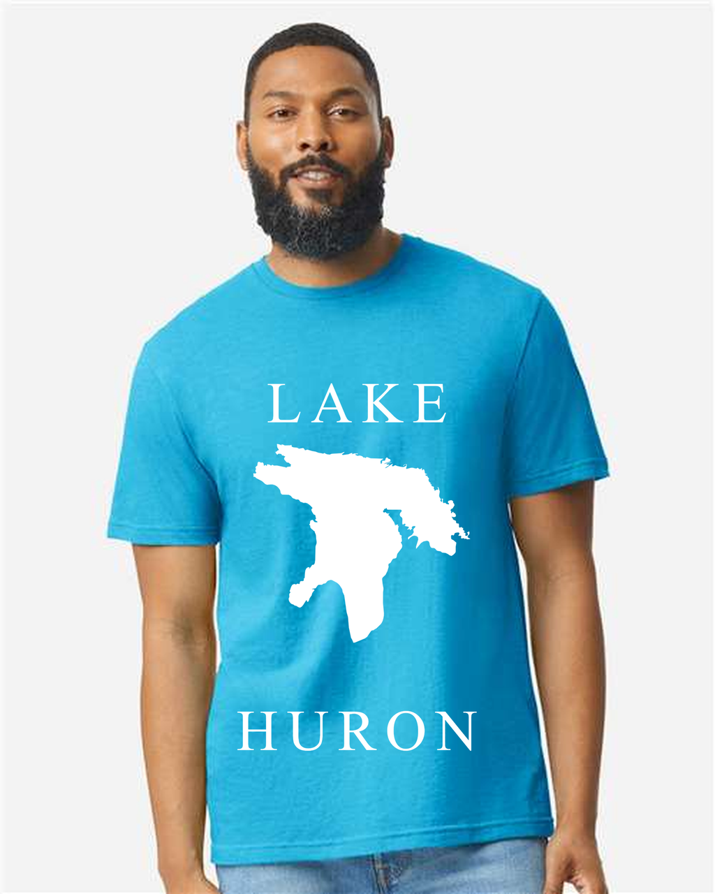 Lake Huron - Copperplate Sandwich T-Shirt, Caribbean Mist