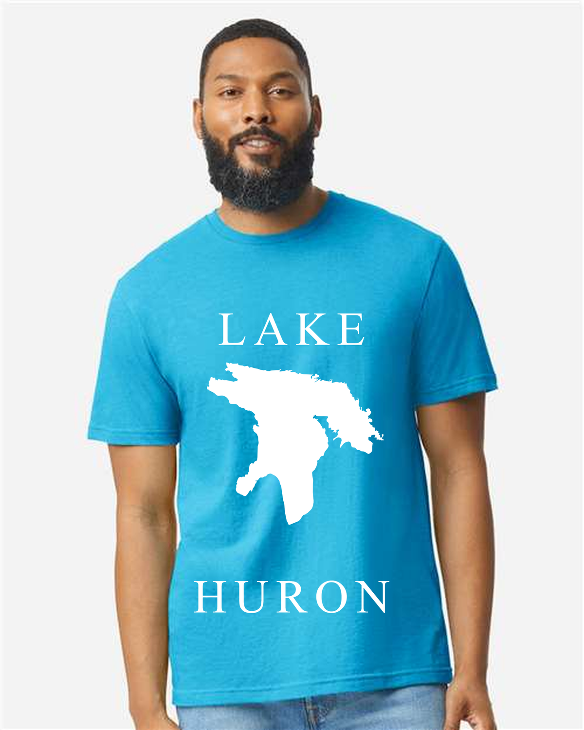 Lake Huron - Copperplate Sandwich T-Shirt, Caribbean Mist