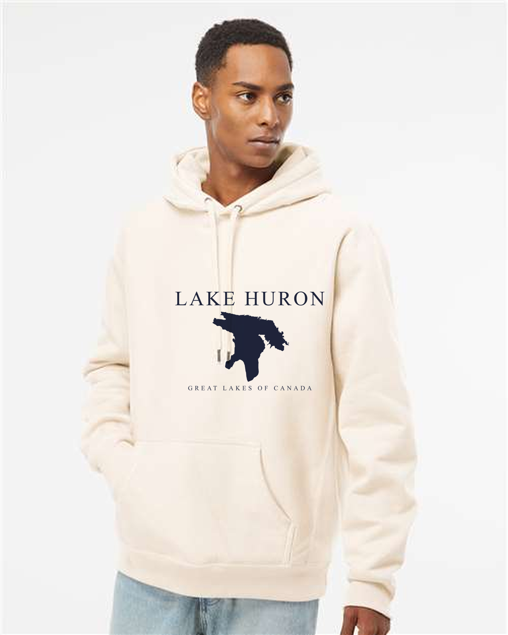Lake Huron - Engraved Copperplate Hoodie, Bone