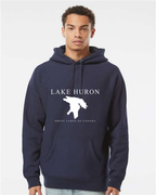 Lake Huron - Engraved Copperplate Hoodie, Classic Navy