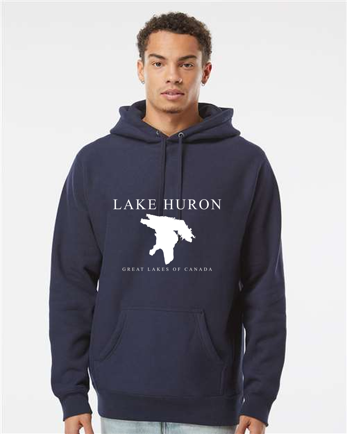 Lake Huron - Engraved Copperplate Hoodie, Classic Navy