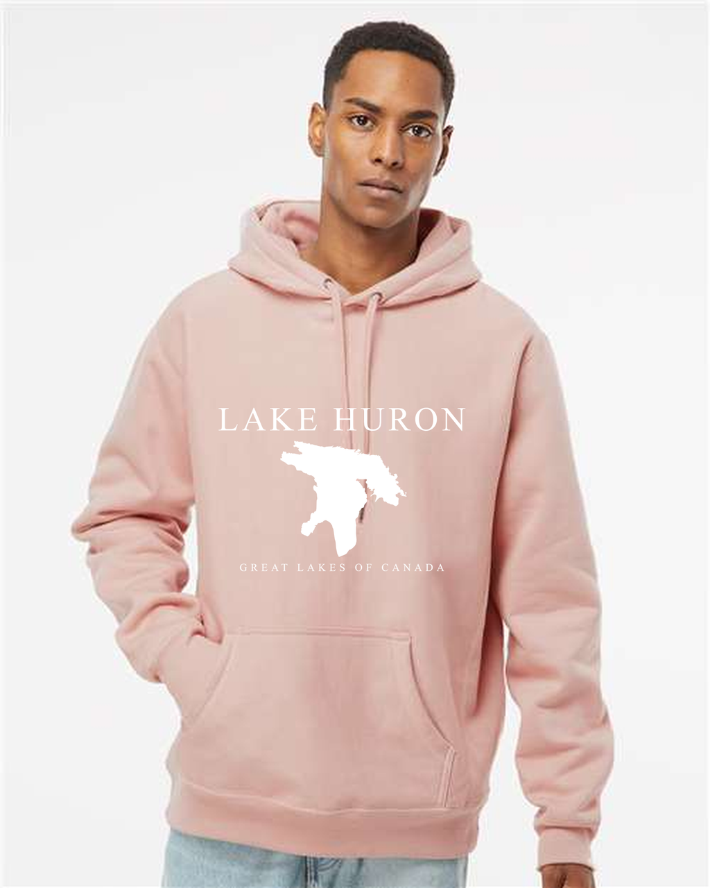 Lake Huron - Engraved Copperplate Hoodie, Dusty Pink