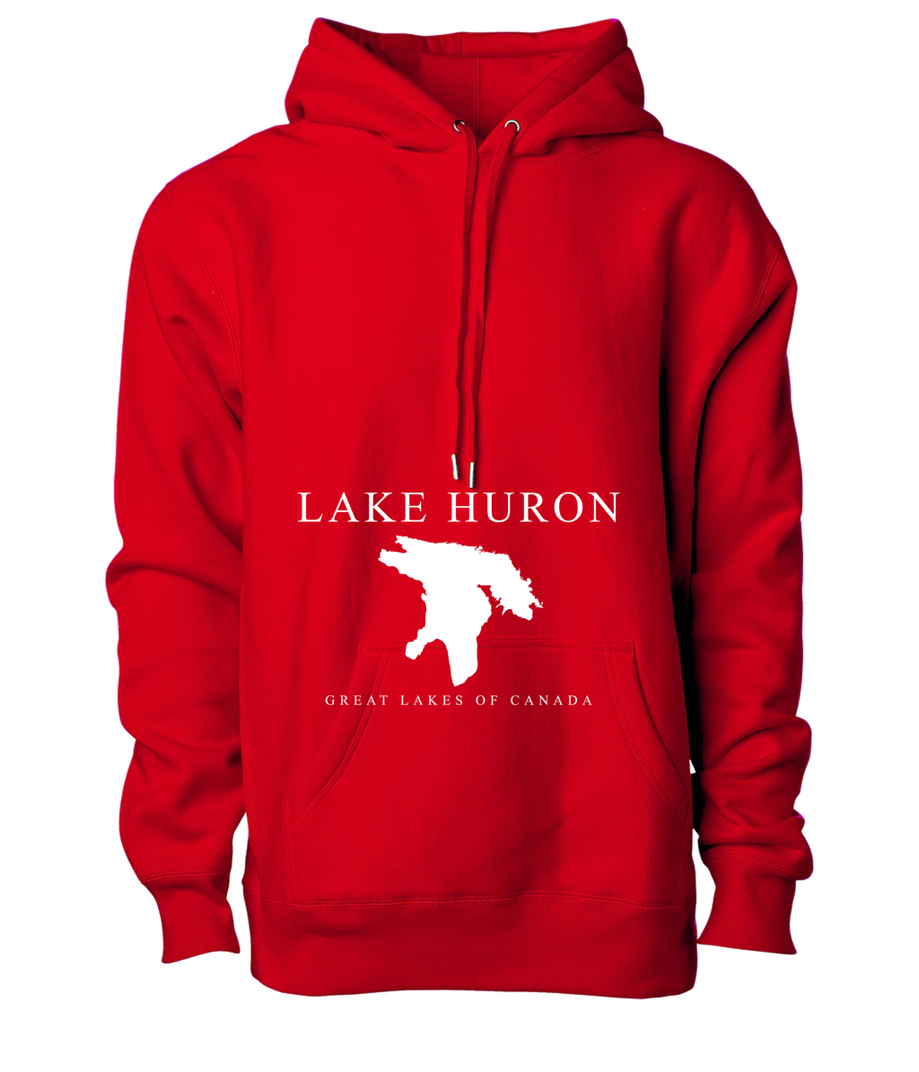 Lake Huron - Engraved Copperplate Hoodie, Red