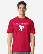 Lake Huron - Engraved Copperplate T-Shirt, Cherry Red