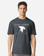 Lake Huron - Engraved Copperplate T-Shirt, Dark Heather