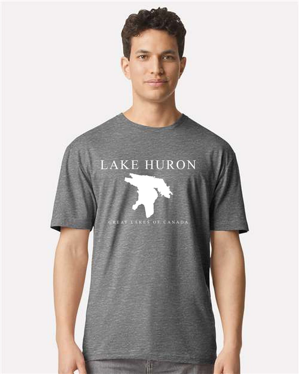 Lake Huron - Engraved Copperplate T-Shirt, Graphite Heather