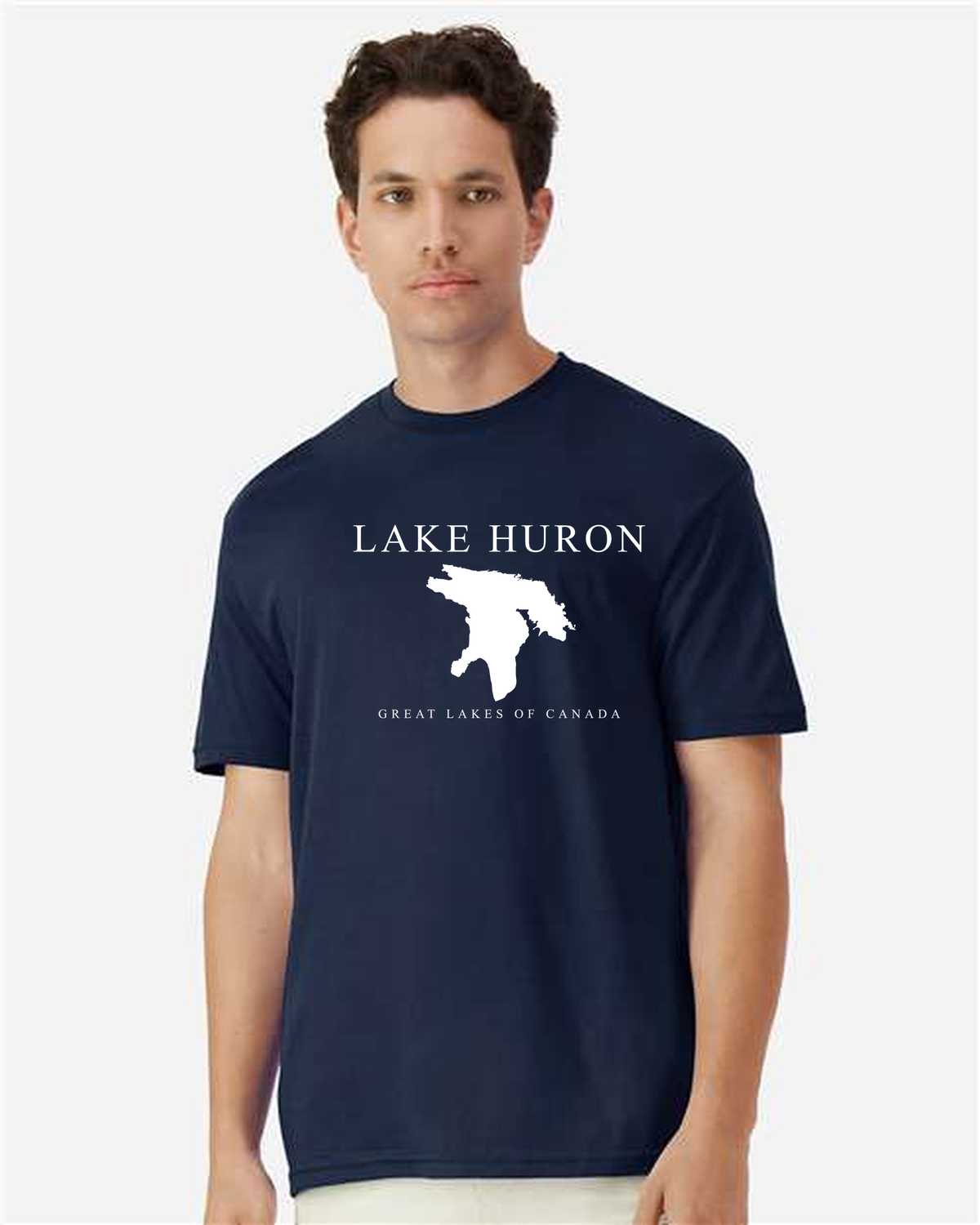 Lake Huron - Engraved Copperplate T-Shirt, Navy