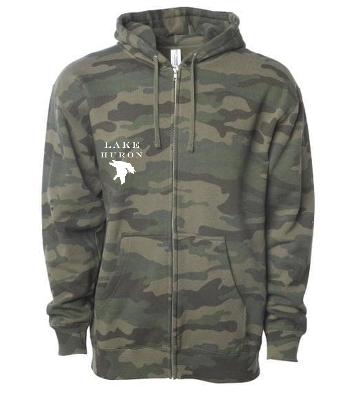 Lake Huron - Engravers Label Hoodie, Forest Camo