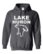 Lake Huron - Stacked Block Hoodie, Charcoal