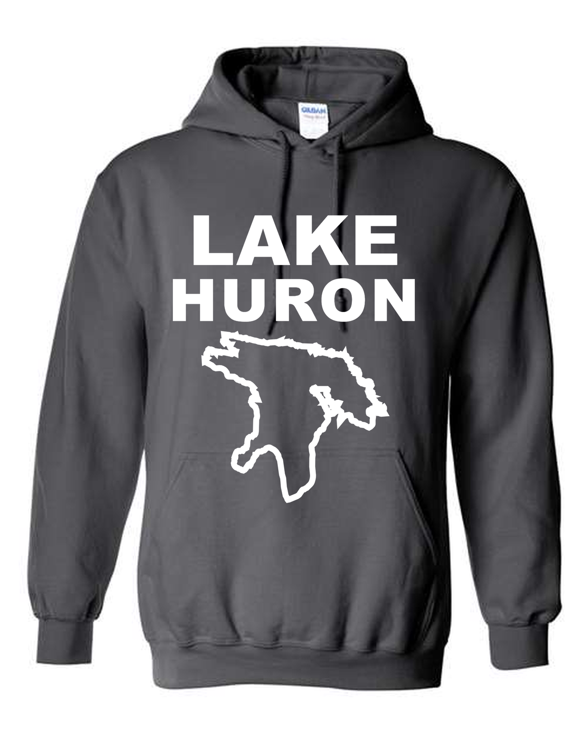 Lake Huron - Stacked Block Hoodie, Charcoal