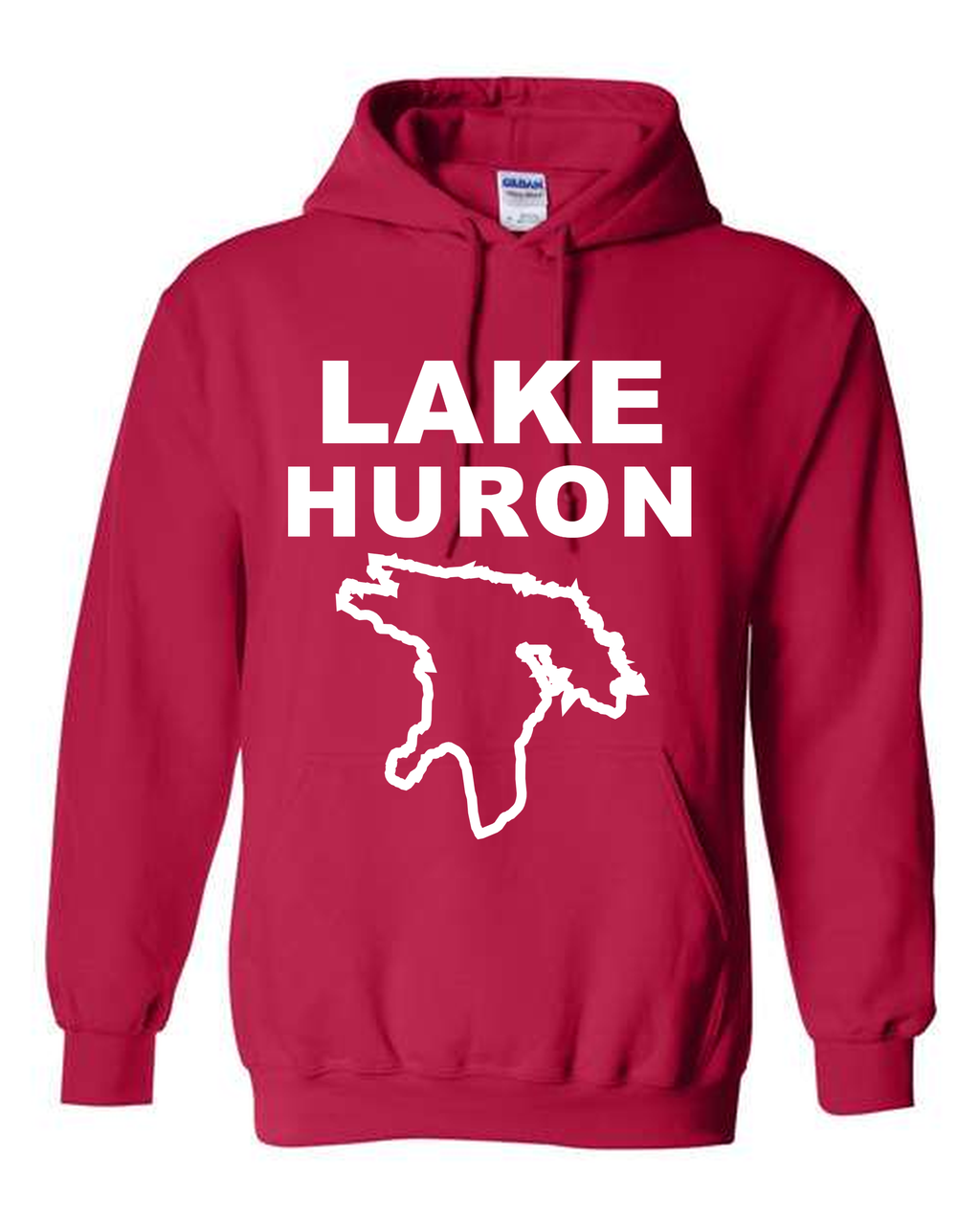 Lake Huron - Stacked Block Hoodie, Cherry Red