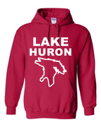 Lake Huron - Stacked Block Hoodie, Cherry Red