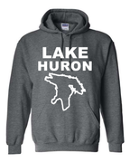 Lake Huron - Stacked Block Hoodie, Dark Heather