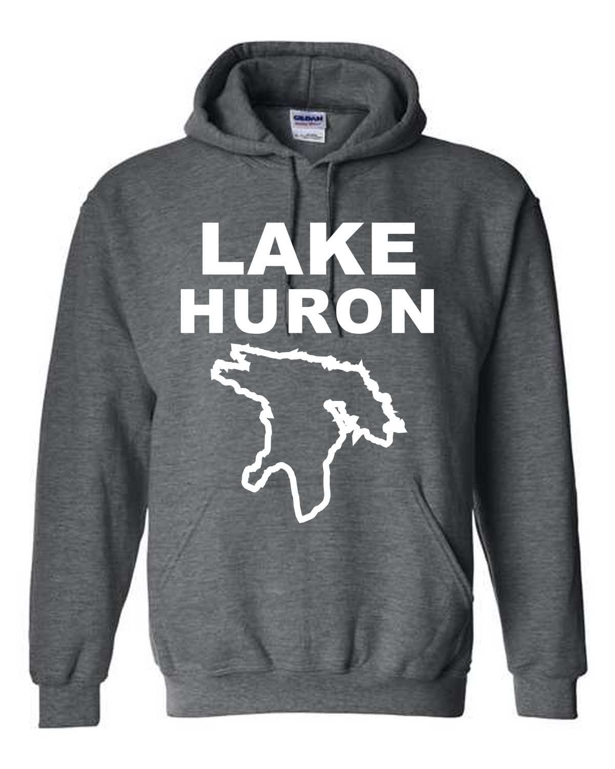 Lake Huron - Stacked Block Hoodie, Dark Heather