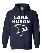 Lake Huron - Stacked Block Hoodie, Navy