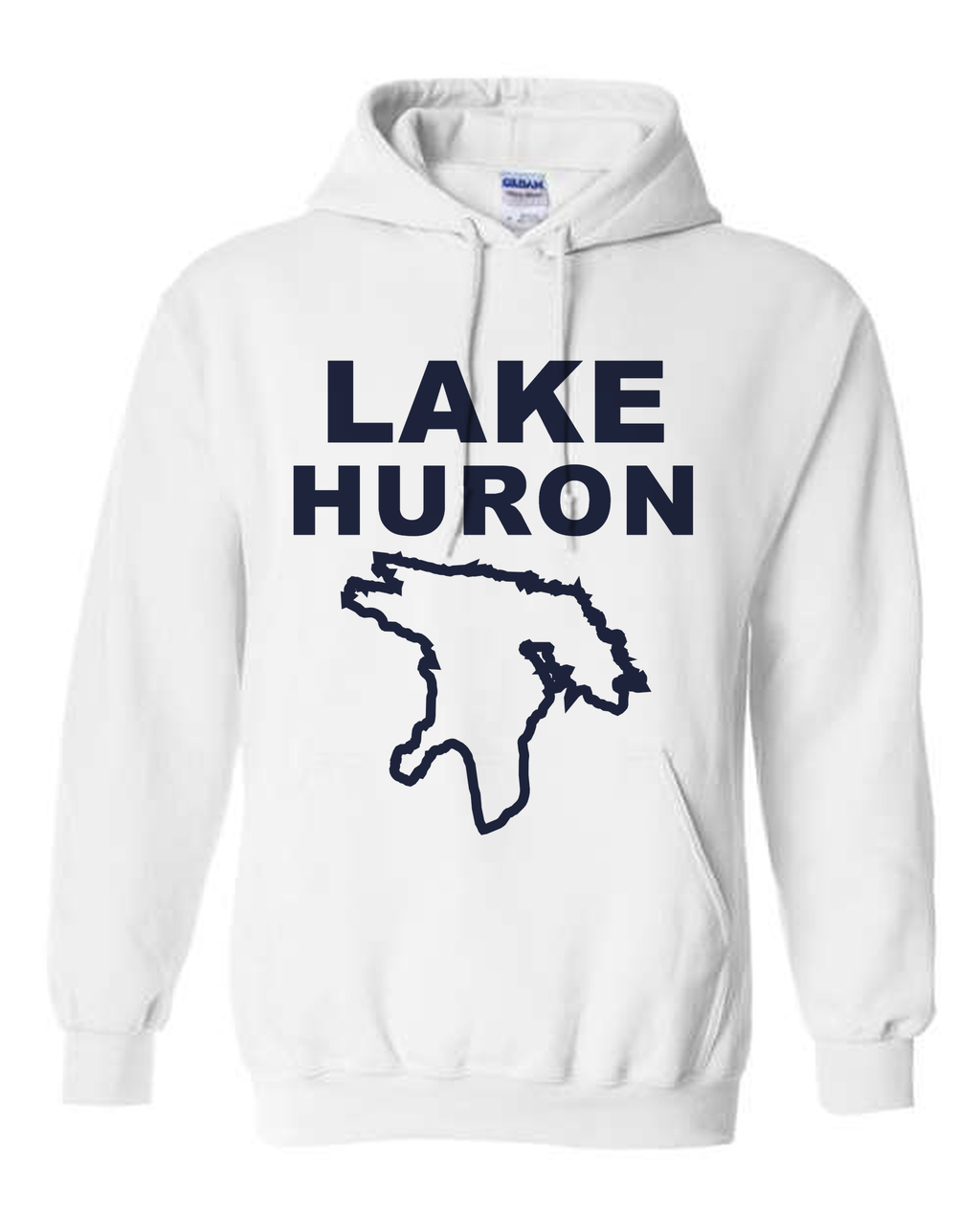 Lake Huron - Stacked Block Hoodie, White