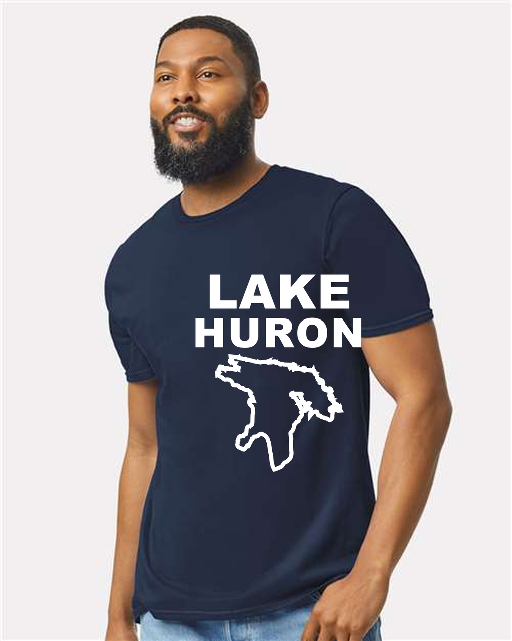 Lake Huron - Stacked Block T-Shirt, Navy
