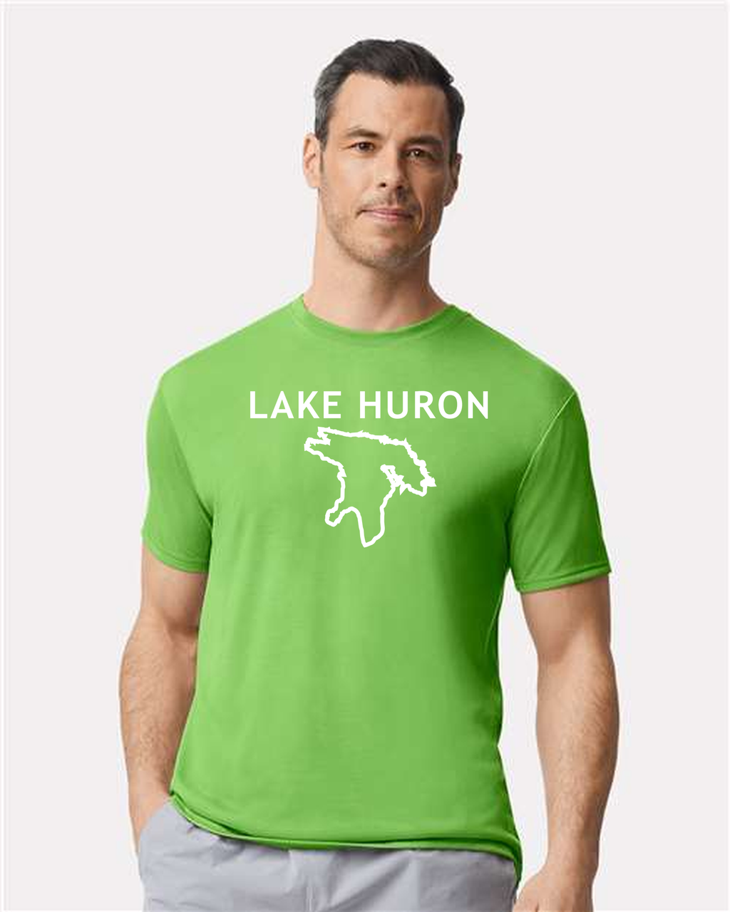 Lake Huron - Trebuchet Outline T-Shirt, Lime
