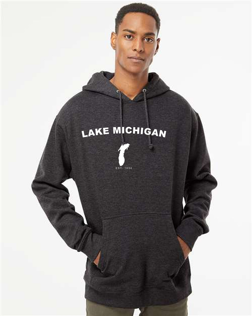 Lake Michigan - Arc Classic Hoodie, Charcoal Heather