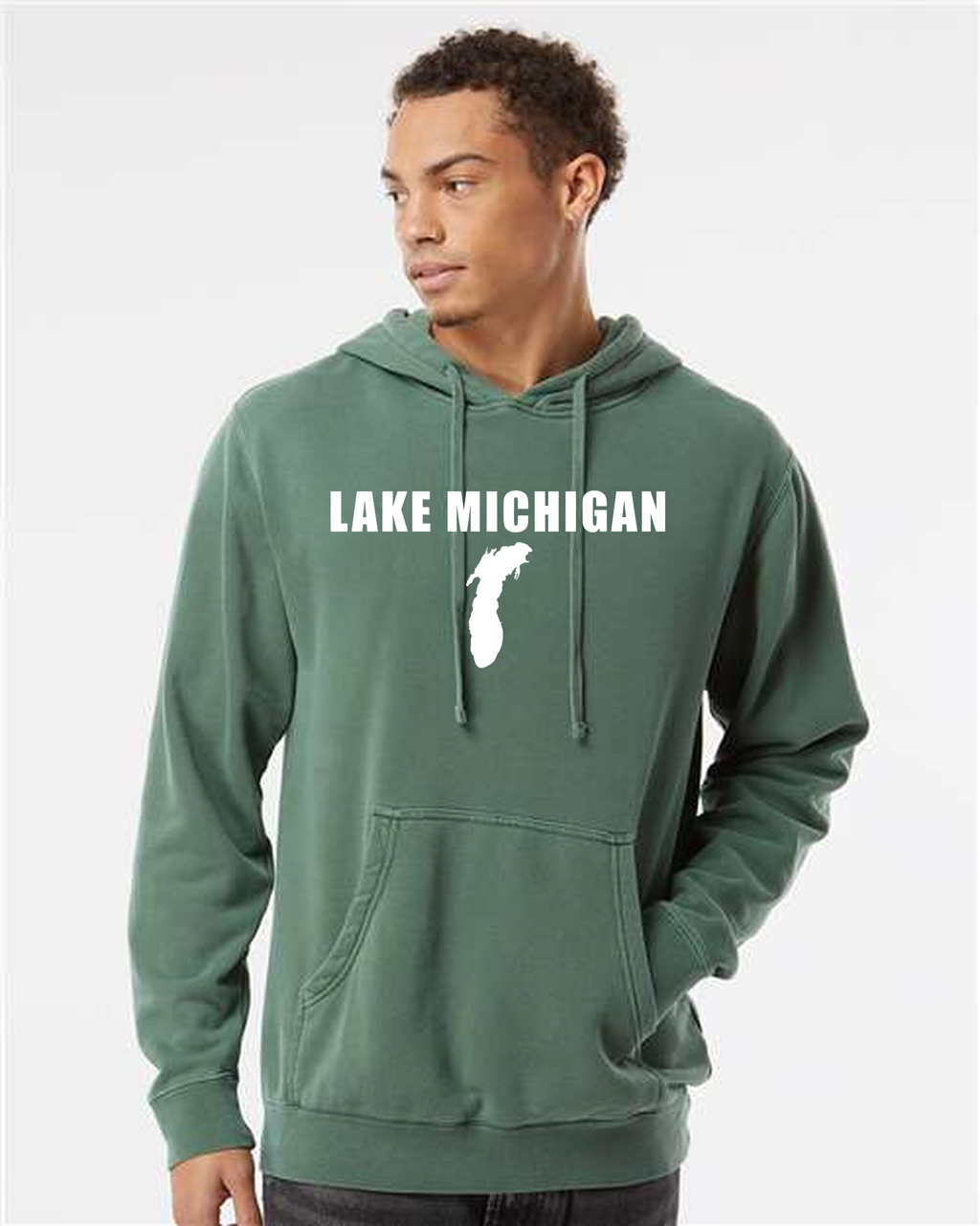 Lake Michigan - Condensed Tall Hoodie, Pigment Alpine Green