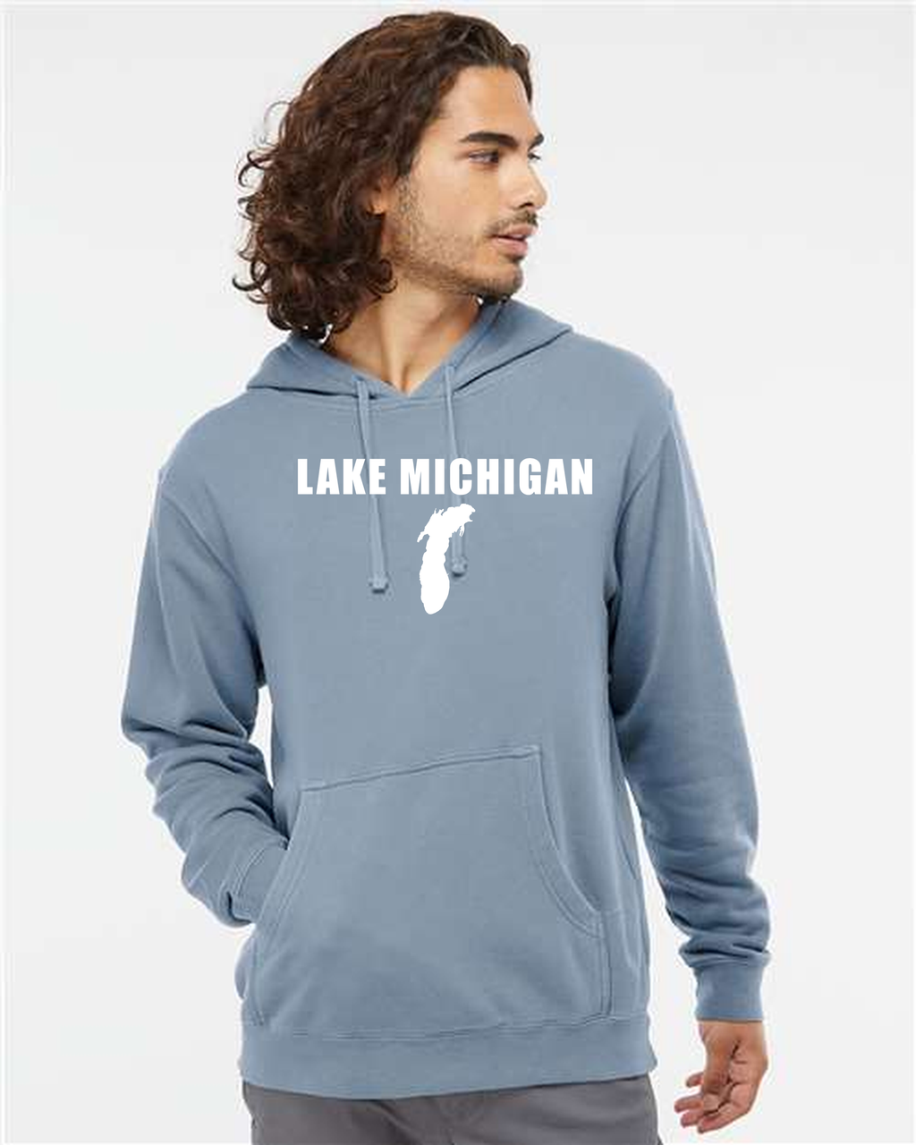 Lake Michigan - Condensed Tall Hoodie, Pigment Slate Blue