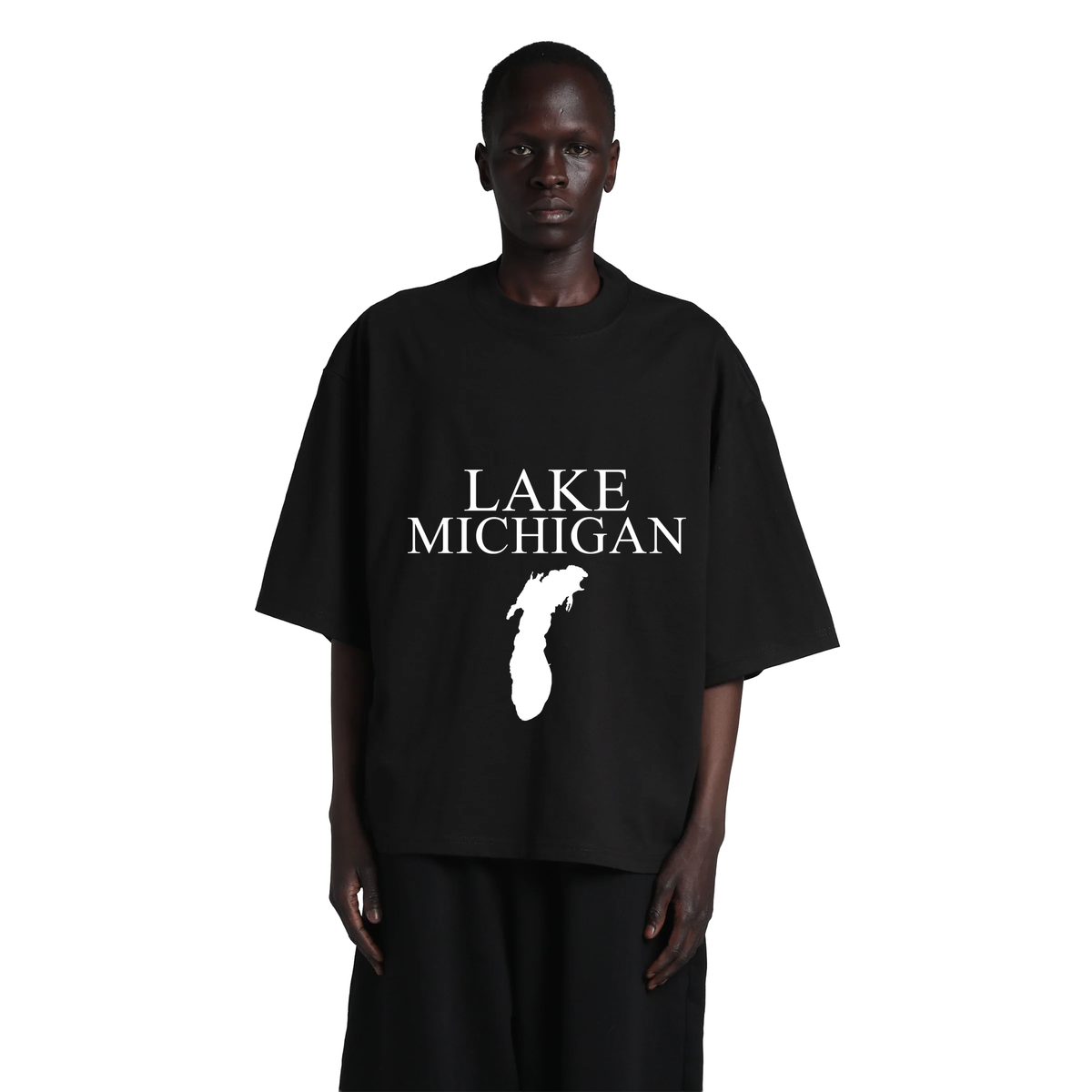 Lake Michigan - Condensed Tall T-Shirt, Black