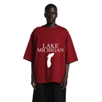 Lake Michigan - Condensed Tall T-Shirt, Burgundy
