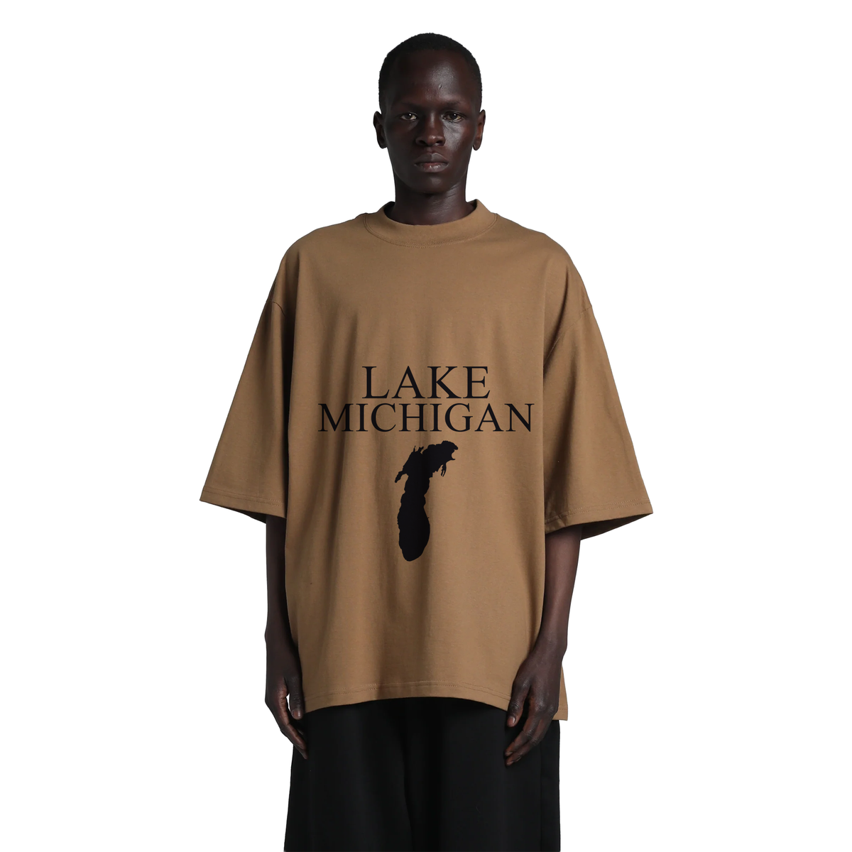 Lake Michigan - Condensed Tall T-Shirt, Latte