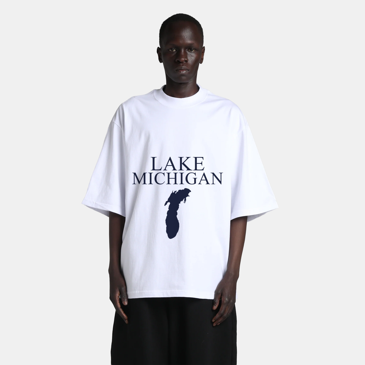 Lake Michigan - Condensed Tall T-Shirt, White