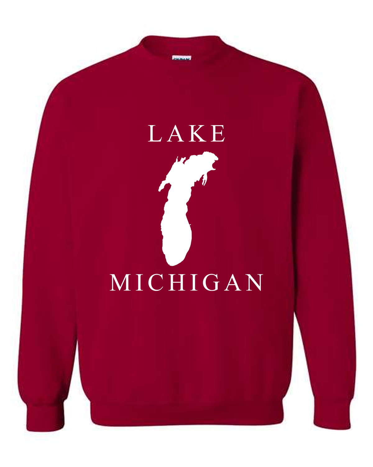 Lake Michigan - Copperplate Sandwich Hoodie, Cardinal Red